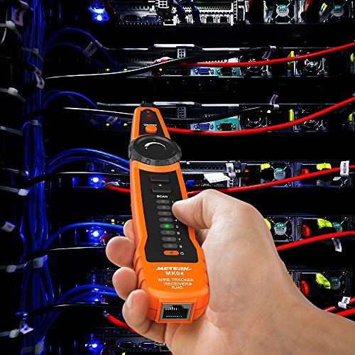 Wire Tracker Meterk RJ11 RJ45 Line Finder Handheld Cable Tester Multifunction Cable Check Wire Measuring Instrument for Network Maintenance Collation, Telephone Line Test, Continuity Checking