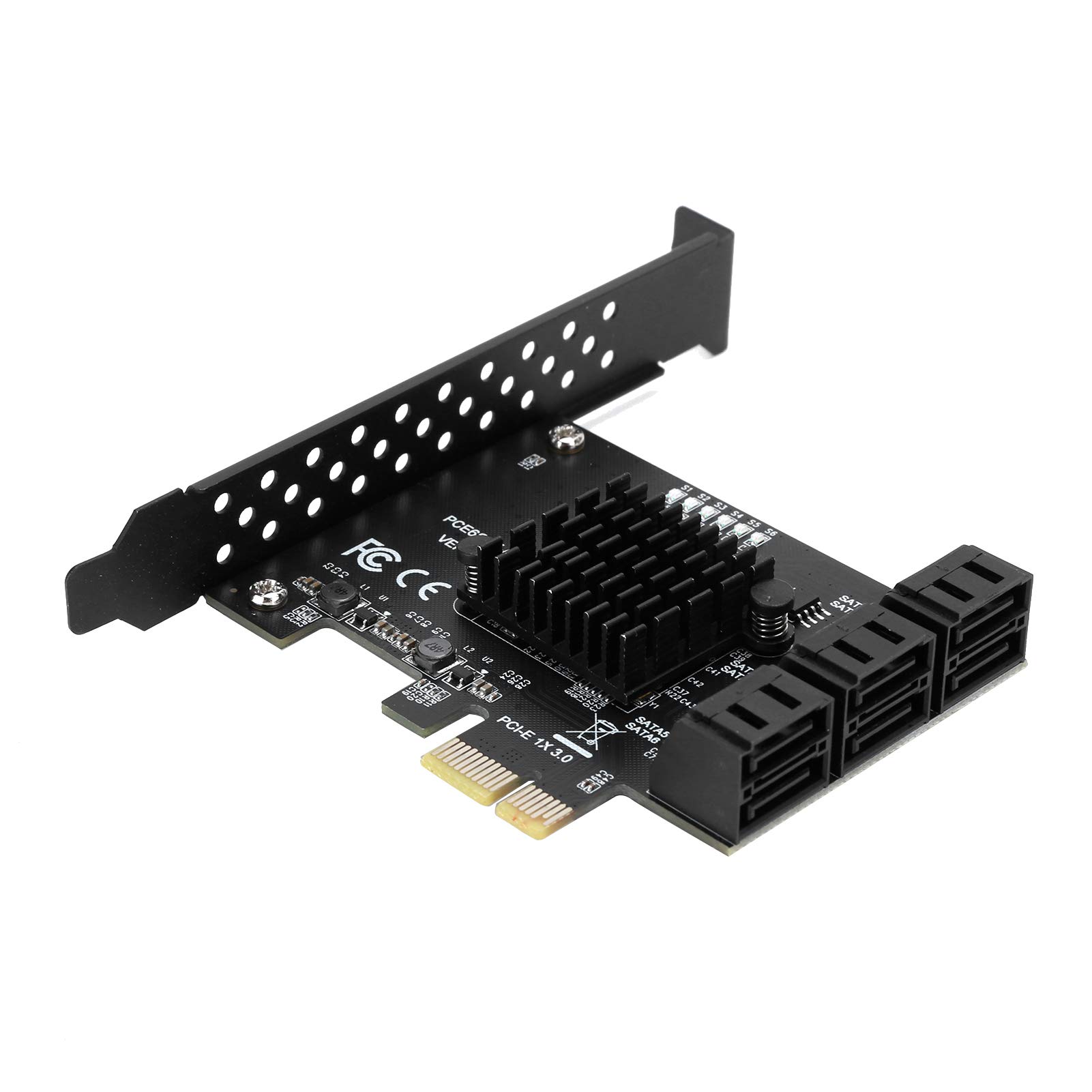 Sxhlseller Scheda PCIe III a 6 Porte, Controller ASM1166, 6 Gbps con LED