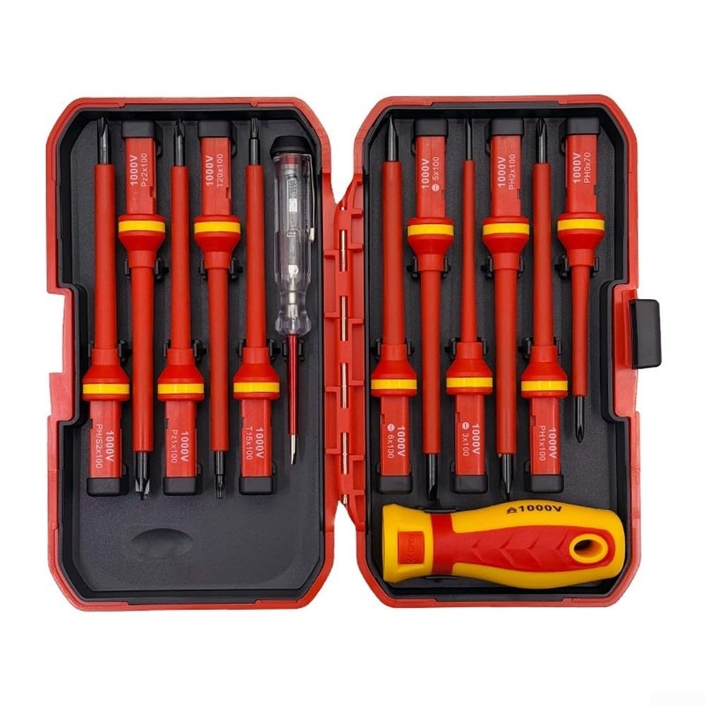 Jeu de tournevis isolés, 13 pièces pour cruciformes et têtes plates, outils résistants à la tension pour travaux électriques, kit d'électricien professionnel