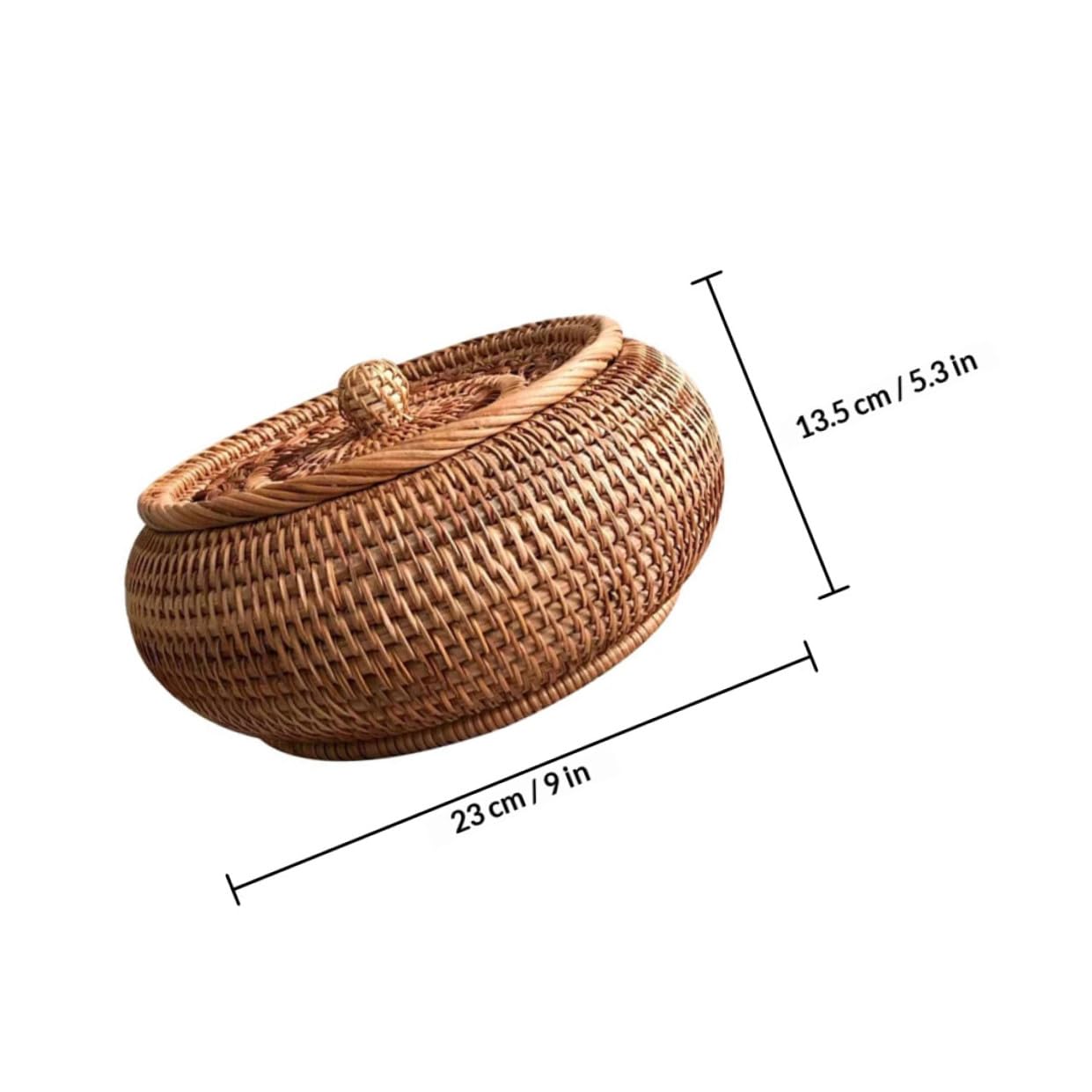 Garneck Cesto Porta Dolci in Rattan Intrecciato a Mano Coperchio, Robusto e Decorativo per Snack e Strumenti, per Soggiorno e Studio
