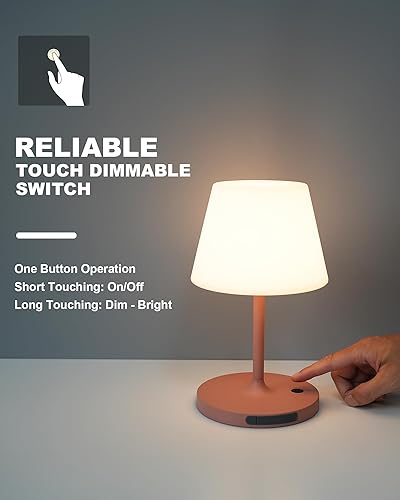 Miniatura 25 de Lámpara de mesa para exteriores a prueba de agua, 4000 mAh, inalámbrica, recargable, lámpara de escritorio regulable al tacto, luz nocturna LED