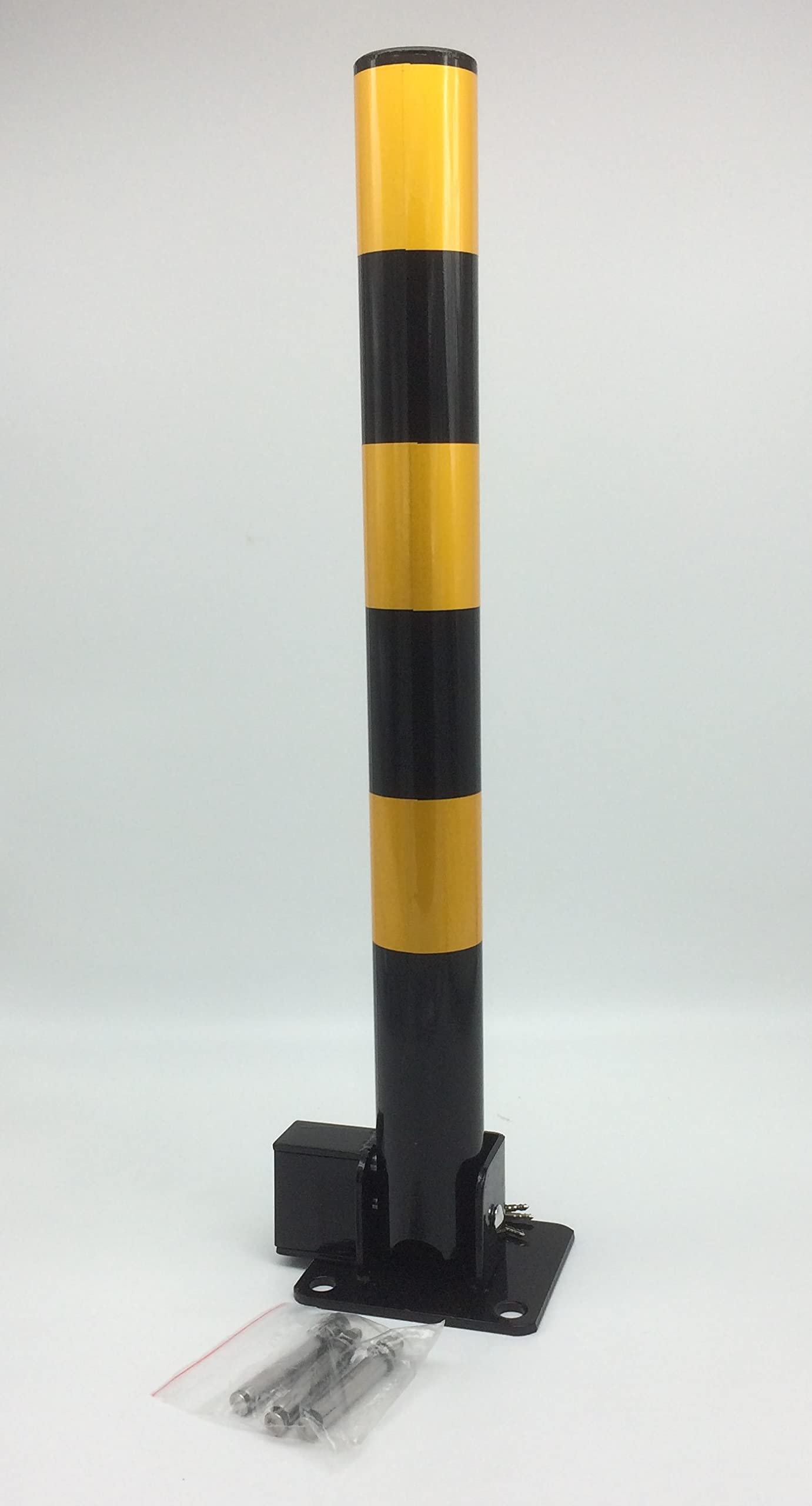 MSA Solid Steel Round Parking Post With Locking Base 3 Lock Keys 600mm x 57mm Folding Bollard
