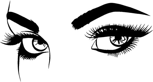 Anewdecals Adhesivo decorativo de pestañas, cejas sexys, ojos para niña, decoración de pared de color personalizado, pestañas de mujer, maquillaje,