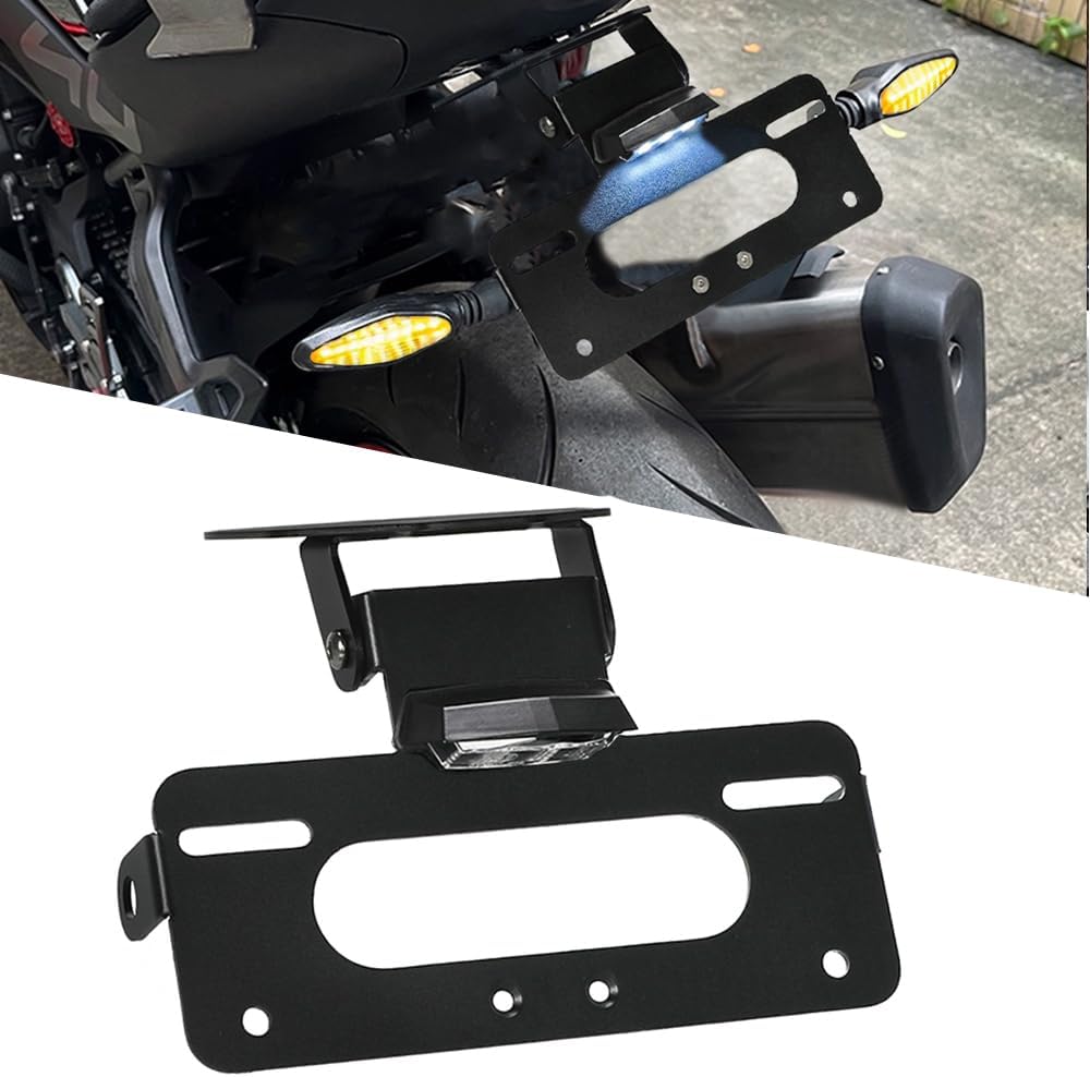 CFMOTO 450 2022-2025 Fender Eliminator Fit Motocycle License Plate Holder with LED Plate Light for CF Moto 450S 450SS 450SR 450NK 2022-2025 250SR 300SR 2023 2024 - Black