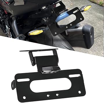 CFMOTO 450 2022-2025 Fender Eliminator Fit Motocycle License Plate Holder with LED Plate Light for CF Moto 450S 450SS 450SR 450NK 2022-2025 250SR 300SR 2023 2024 - Black