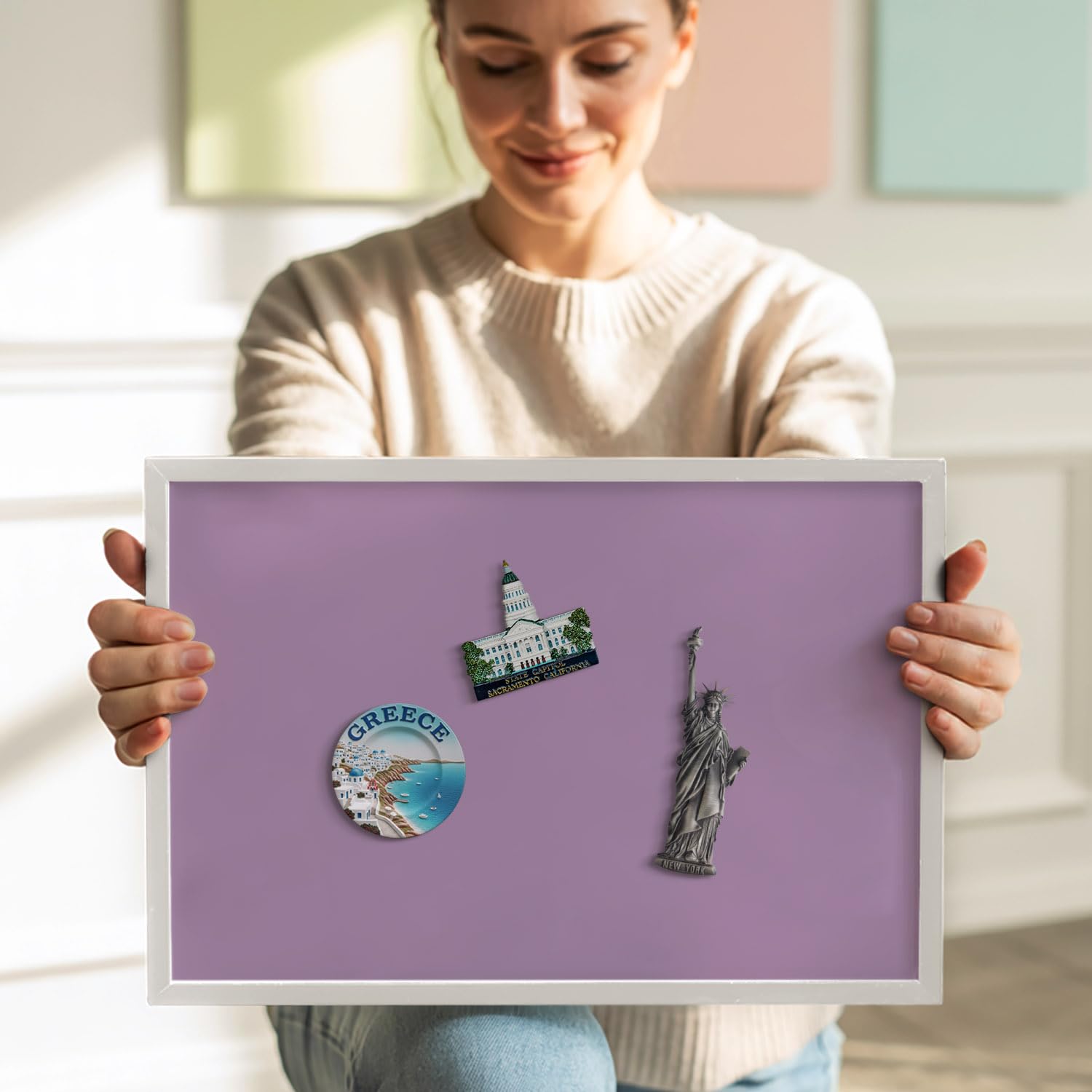 Tulup Lavagna Magnetica 100x70 cm – Bacheca da Parete – – – Design Elegante – Organizzazione & Appunti – Arredo Soggiorno/Ufficio – Planner Giornaliero – Home Office –Pastellviolette Farbe