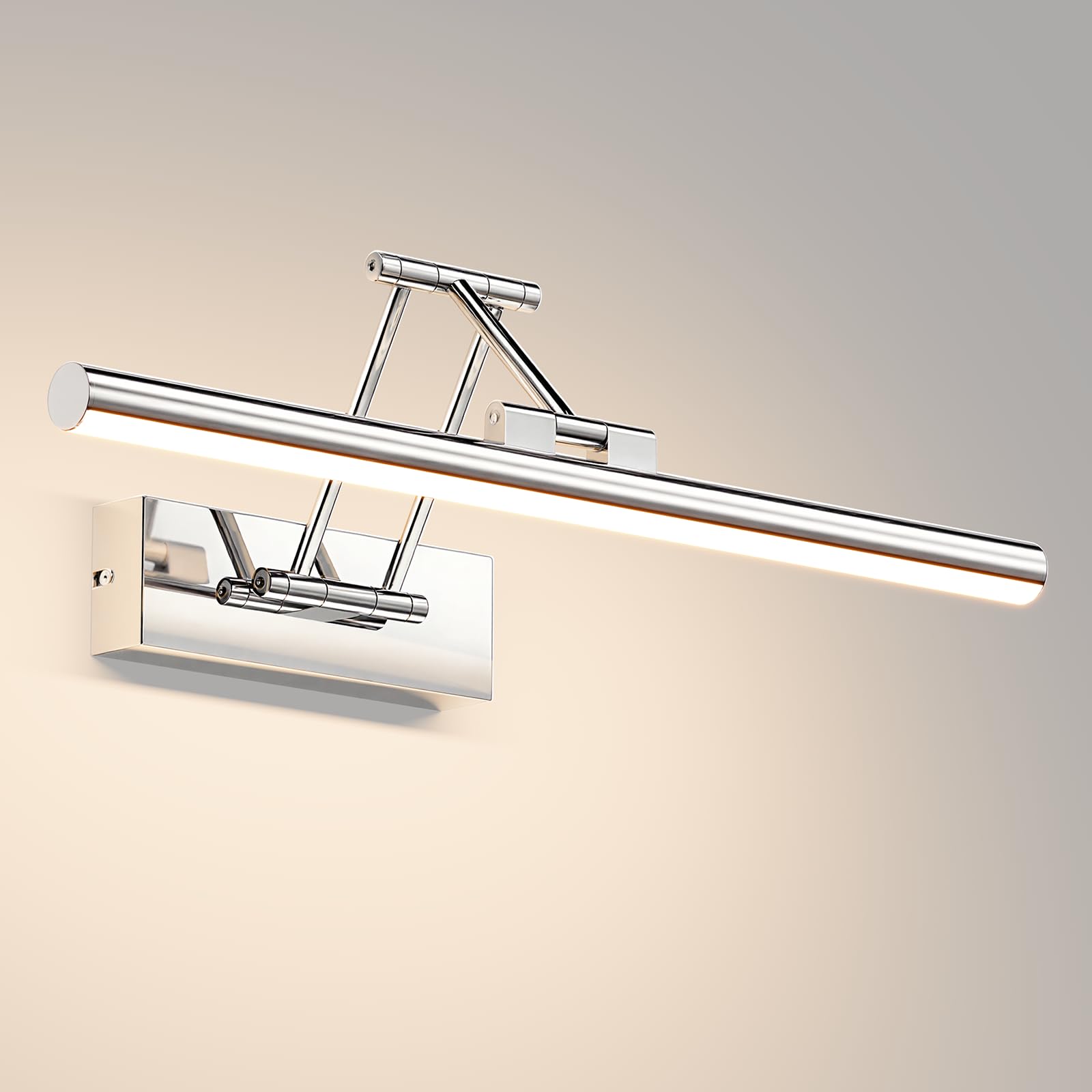 Klighten Led Lampada Da Specchio Bagno 40cm,Lampada Da Parete Rotante Per Bagno Ip44,12W 970 LM Luce Specchio Bagno Led,Applique Bagno Specchio Moderno In Alluminio,Bianco naturale 4000K, Cromo