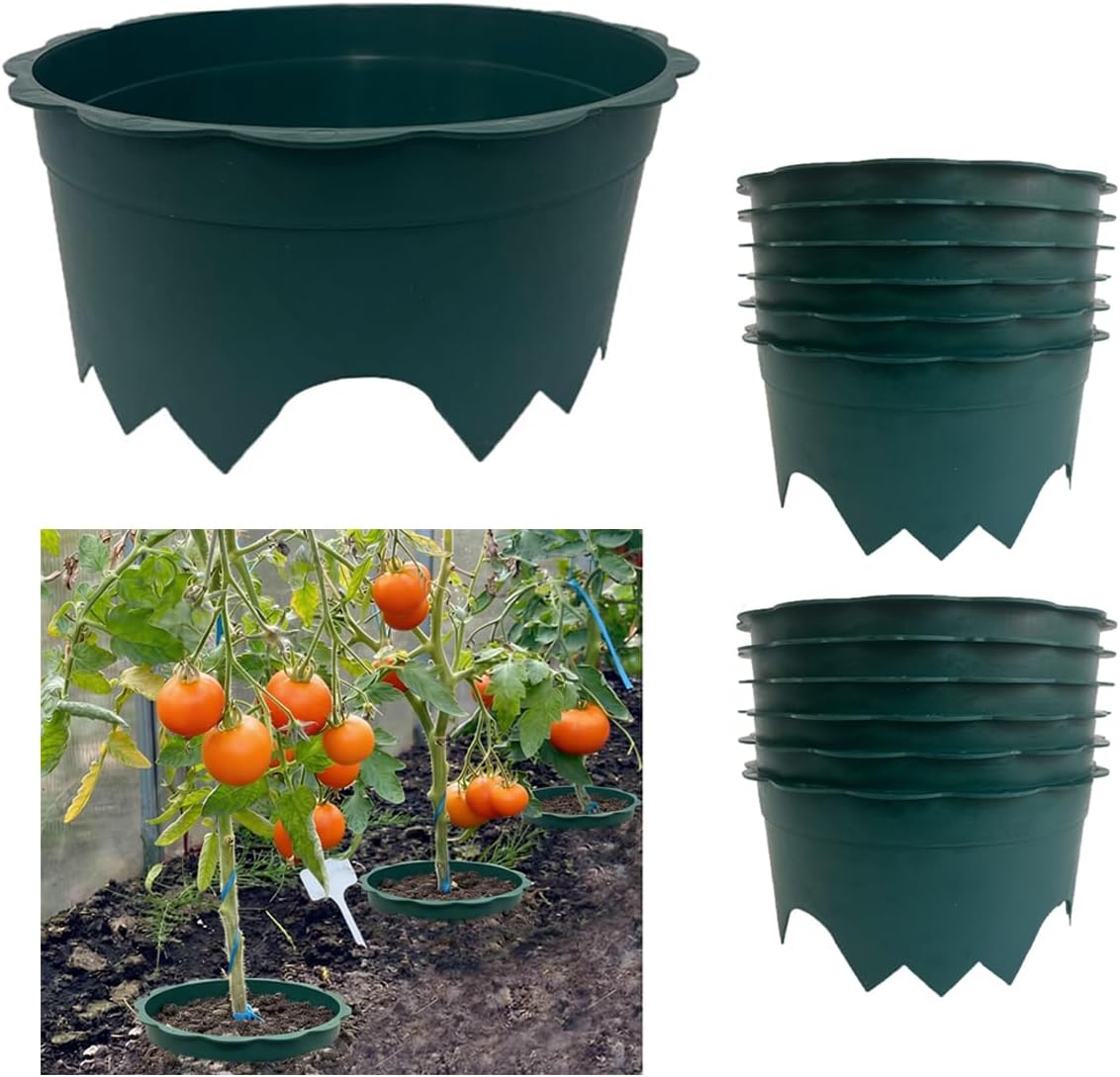 6 Pcs 10 Inch Planting Grow Rings, Planting Protective Edging,Plant Support Rings Deep Watering, Weed Blocking Round Edging for Veggies, Herbs and Flowers