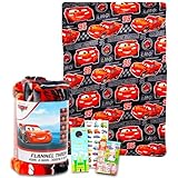 Disney Cars Fleece Blanket Set - Bundle with Soft Lightning McQueen Blanket Plus Stickers, More for Kids, Adults, Children | Cozy Lightning McQueen Fleece Blanket 50