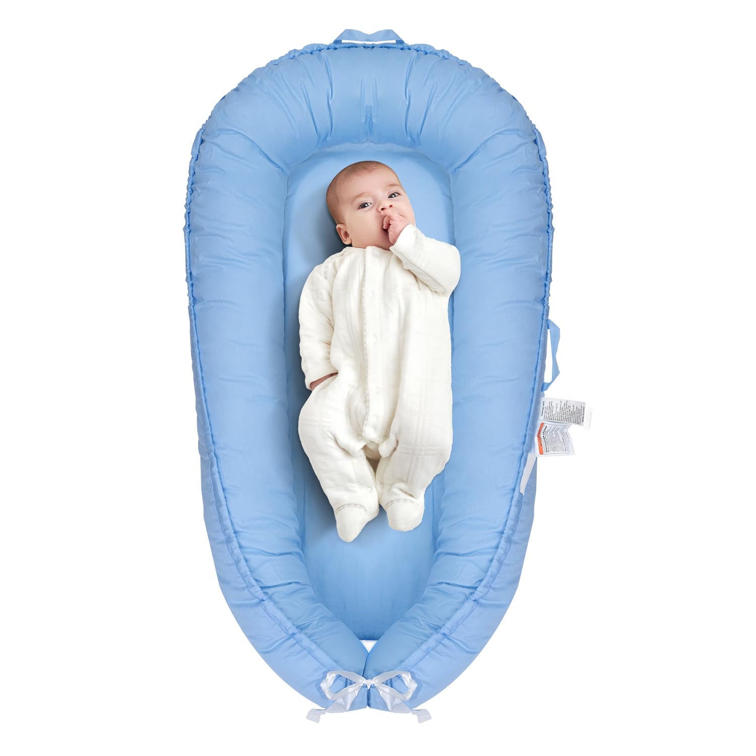 Baby Lounger for Newborn, Infant Lounger for 0-24 Months, Co Sleeper for Girls Boys, 100% Cotton Soft Adjustable Baby Floor Seat for Travel, Portable Baby Nest Lounger(Blue)