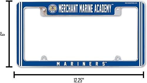 Miniatura 60 de Rico Industries NCAA Marco de matrícula estándar cromado de 12 x 6 pulgadas para automóvil, camión, SUV (escuelas L-M)