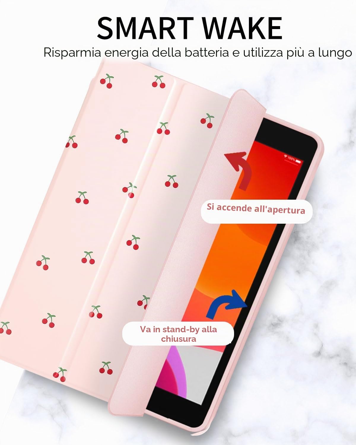 Custodia per iPad Air 11 pollici M3 (2025)/M2 (2024), iPad Air 5a/4a generazione (2022/2020)-rosa coquette Cherry design con portamatite antiurto flessibile TPU custodia protettiva per iPad