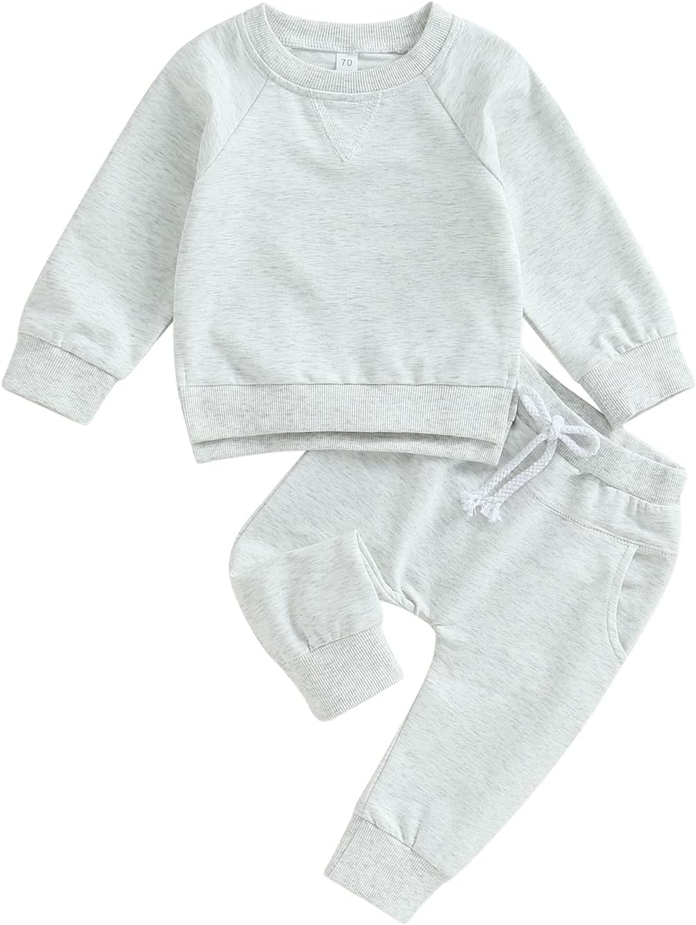 Toddler Baby Boy Girl Fall Winter Outfit Basic Solid Color Crewneck Long Sleeve Swe...