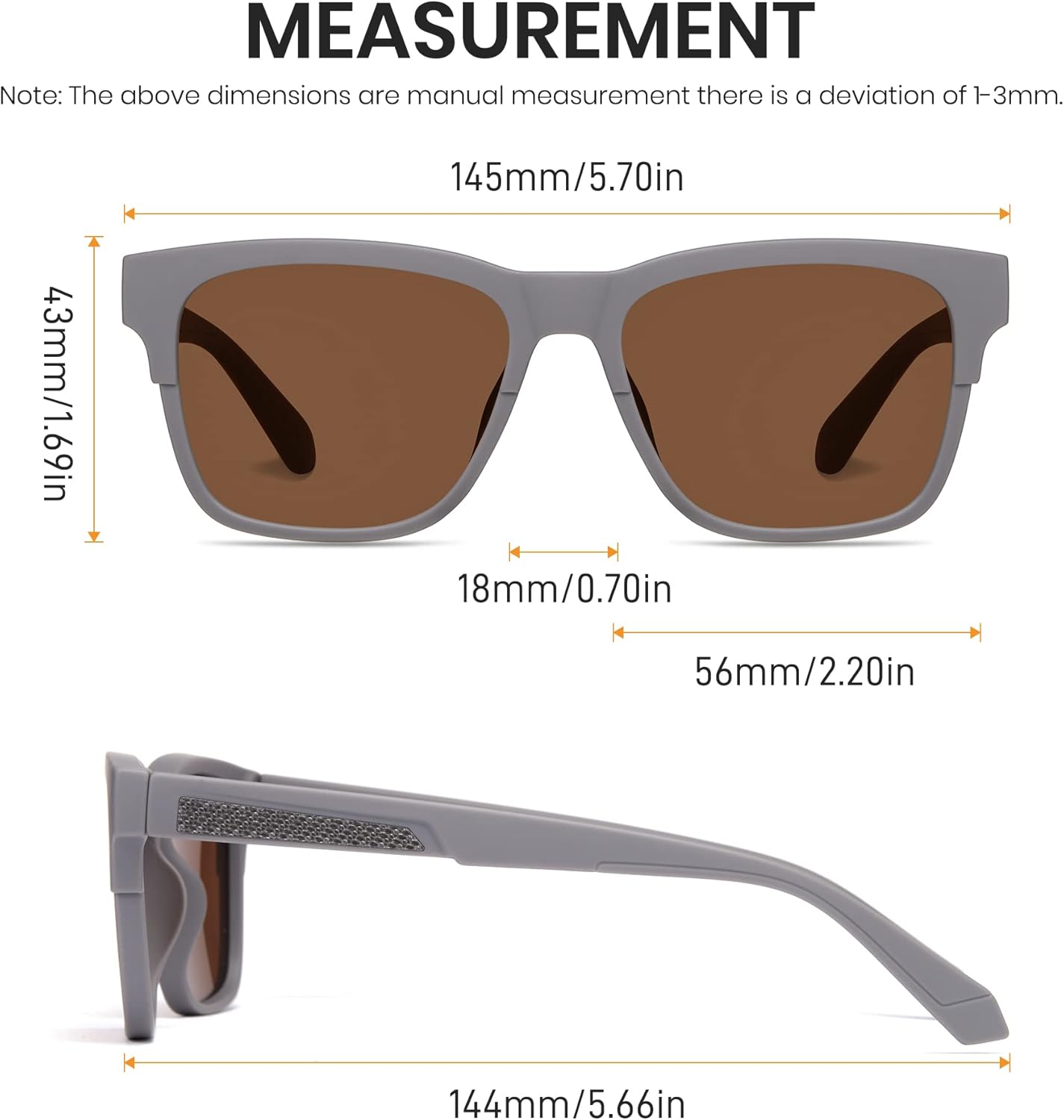 Cyxus 2024 Polarized Rectangular Sunglasses Men Square UV Protection Fashion TR Frame Male Shades Brown