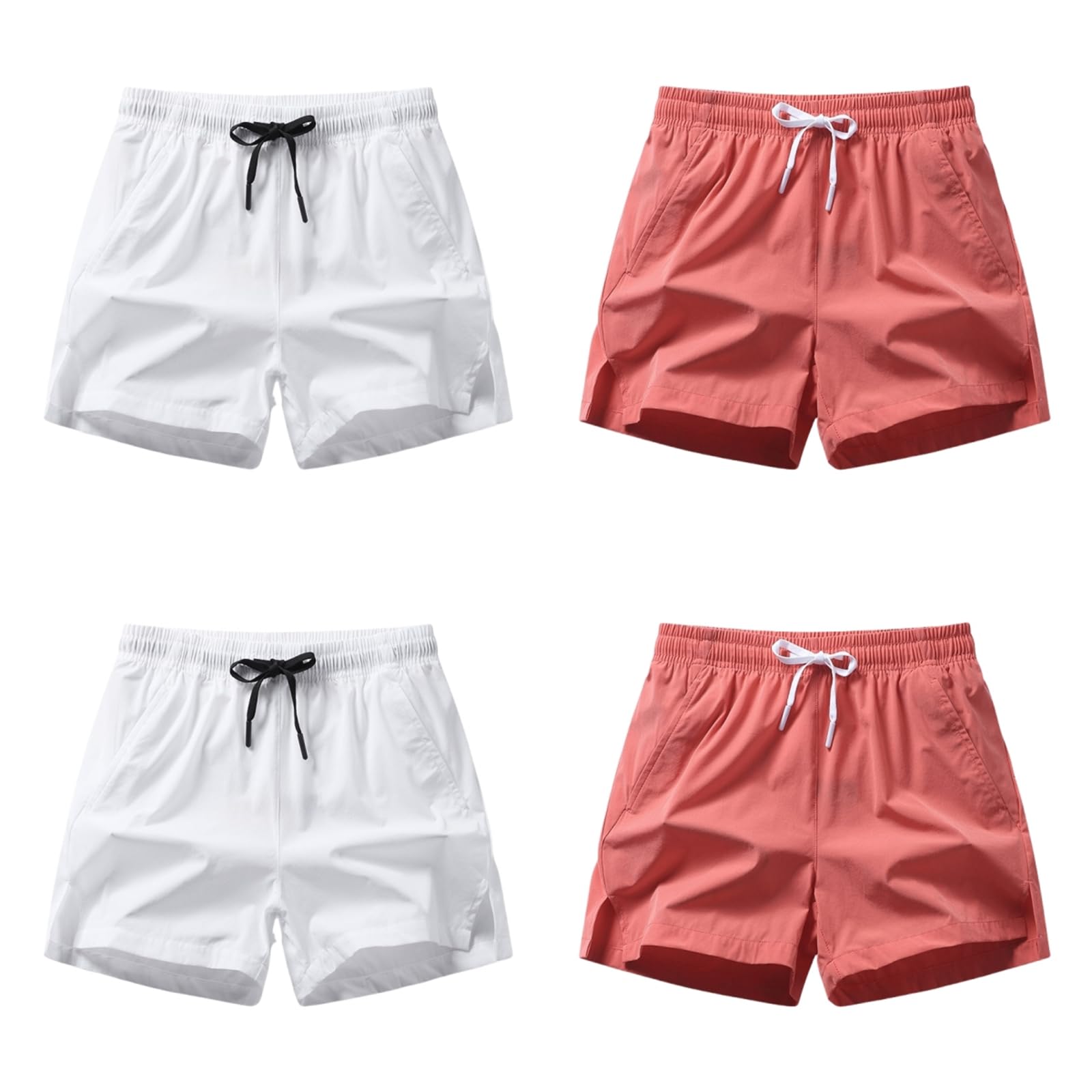 Męskie spodenki do biegania 13 cm szybkoschnące oddychające z kieszenią, męskie spodenki sportowe ze sznurkiem na co dzień z elastyczną talią z wkładką, 4 szt. J, L