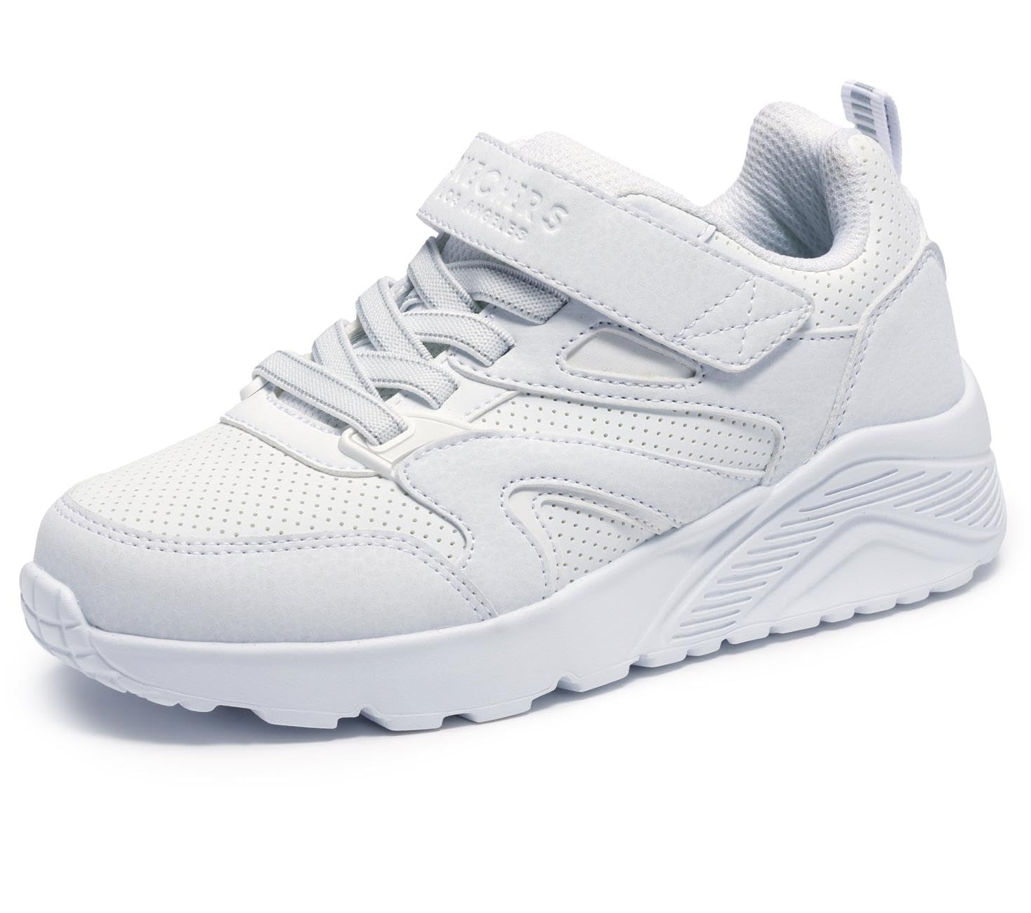 Skechers Boy's Uno Lite Echo Surge Sneakers, White Synthetic/White Trim, 11.5 UK Child