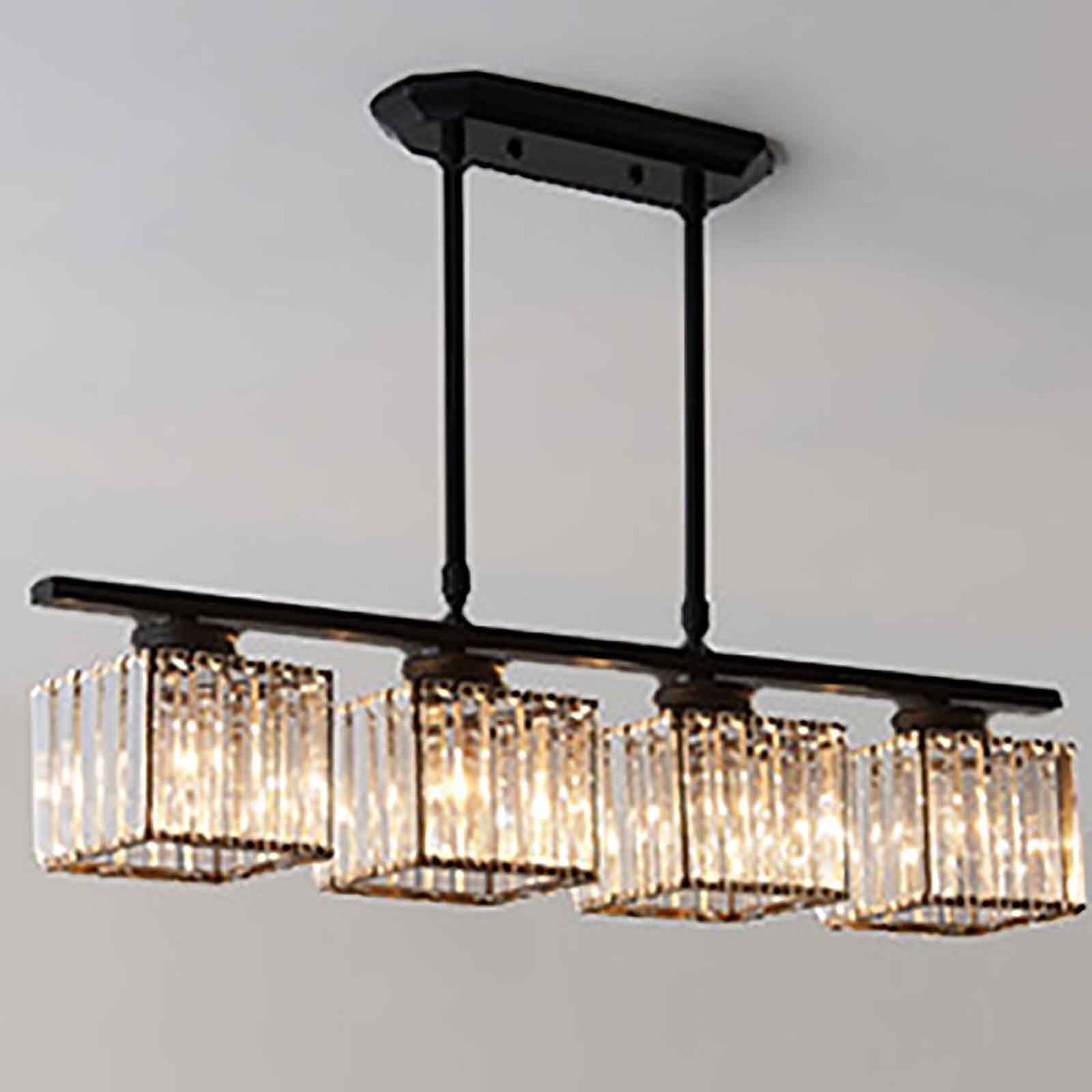 SYAXVOM Modern Black and Gold Crystal Chandelier Pendant Light 3-Light E27 Ceiling Fixture for Kitchen Island Dining Room & Living Illumination