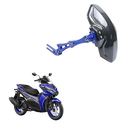 Vagary CNC Aluminium Carbon Fiber tyre Hugger Motorcycle Rear Mudguard Splash Guard for Yamaha Aerox 155 (Blue)