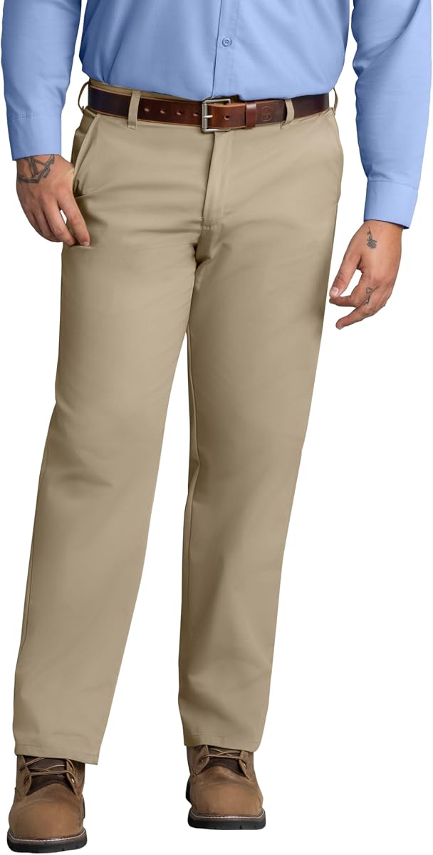 Red Kap Pantalones de trabajo con parte delantera plana y resistentes a las manchas para hombre
