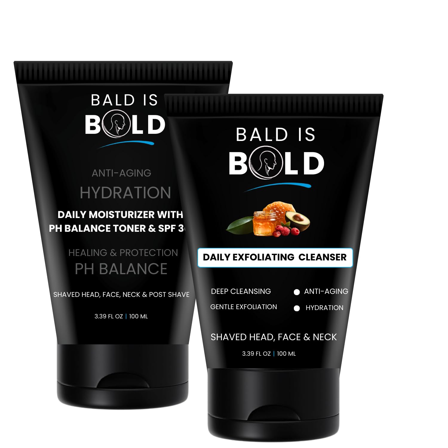 BALD IS BOLD Shaved Head Care Combo | Daily Exfoliating Cleanser + Moisturizer with pH Toner & SPF 30 | Bald & Bold Head, Bald Head Scalp care | Deep Cleansing, Anti-Aging, Hydrating, Soothing, Sun Protection | Face, Scalp & Neck Care Kit for Men | Pre-Shave & Post-Shave Grooming Routine | With Salicylic Acid, Niacinamide, Hyaluronic Acid, Sea Buckthorn, Shea Butter, Honey, Vitamin E, Avocado Oil, Apricot Seed.-image-27