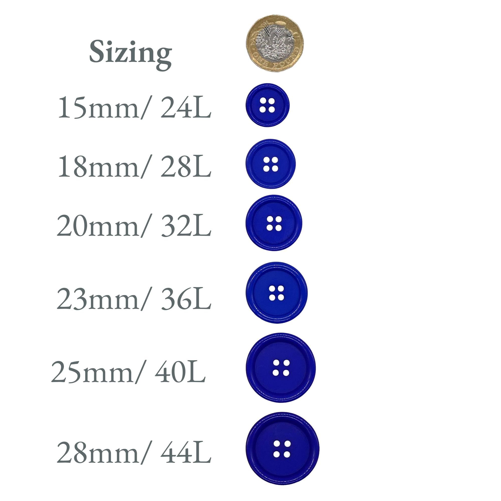 6 Pack White 23mm Round Plastic Buttons with 4 Holes - Ideal for Coats Jackets, Cardigans (36L), 23mm Buttons - 6 Pack - Image 3