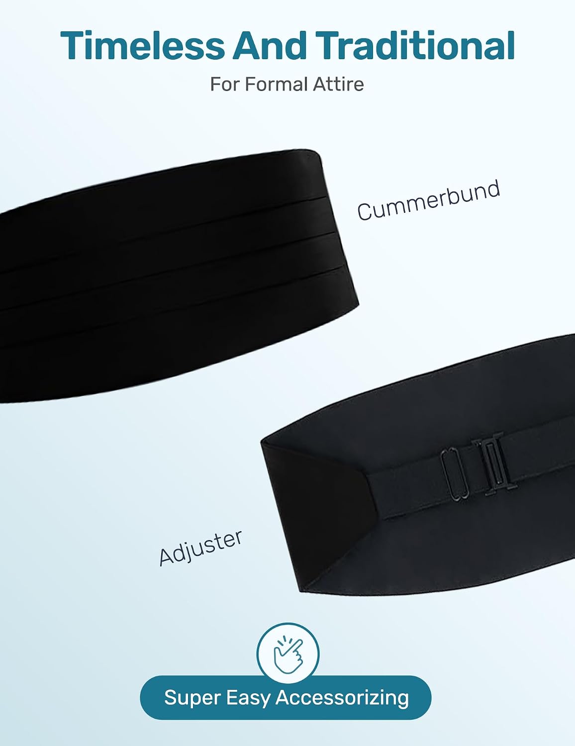 S.H. Churchill & Co. Men's Adjustable Satin Cummerbund - Black