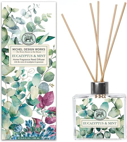 Michel Design Works Difusor de junco, fragancia para el hogar, eucalipto y menta