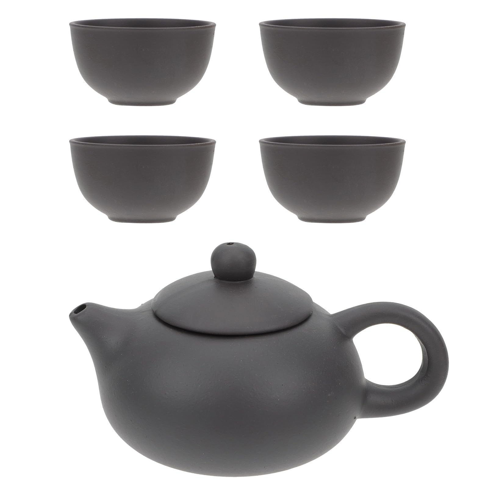 Juego de té de cerámica morada, tetera artesanal china kungfu con filtro y 4 tazas de té