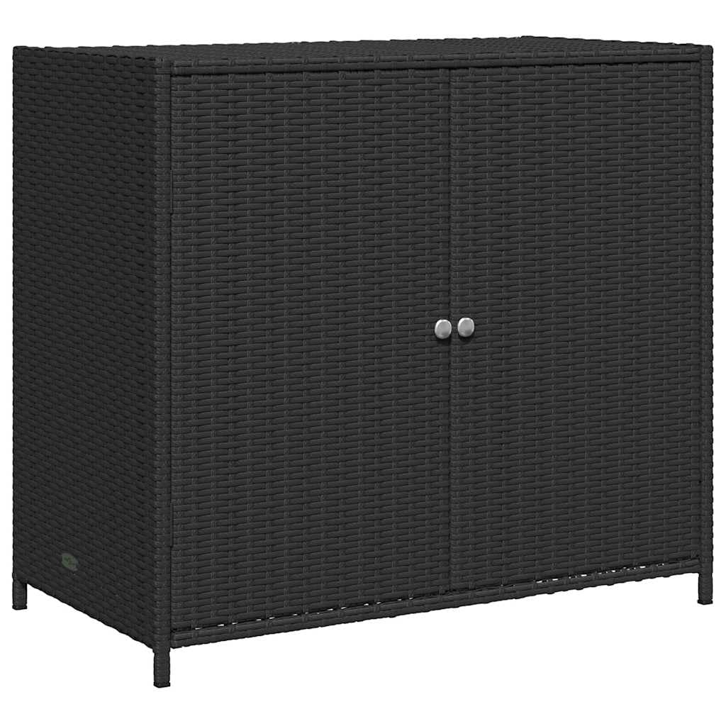 vidaXL Gartenschrank, Geräteschrank mit viel Stauraum, Beistellschrank Schrank mit Türen, Balkonschrank Terrassenschrank, Schwarz Poly Rattan