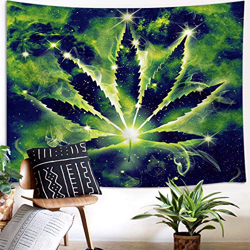 JAWO Weed Tapestry, Cool Green Marijuana Small Tapestry Wall Hanging for Mens Bedroom, Trippy Stoner Tapestries Flag Hippie Poster Beach Blanket College Dorm Home Decor (60W X 40H) 2 JAWO Weed Tapestry, Cool Green Marijuana Small Tapestry Wall Hanging for Mens Bedroom, Trippy Stoner Tapestries Flag Hippie Poster Beach Blanket College Dorm Home Decor (60W X 40H) - Image 3