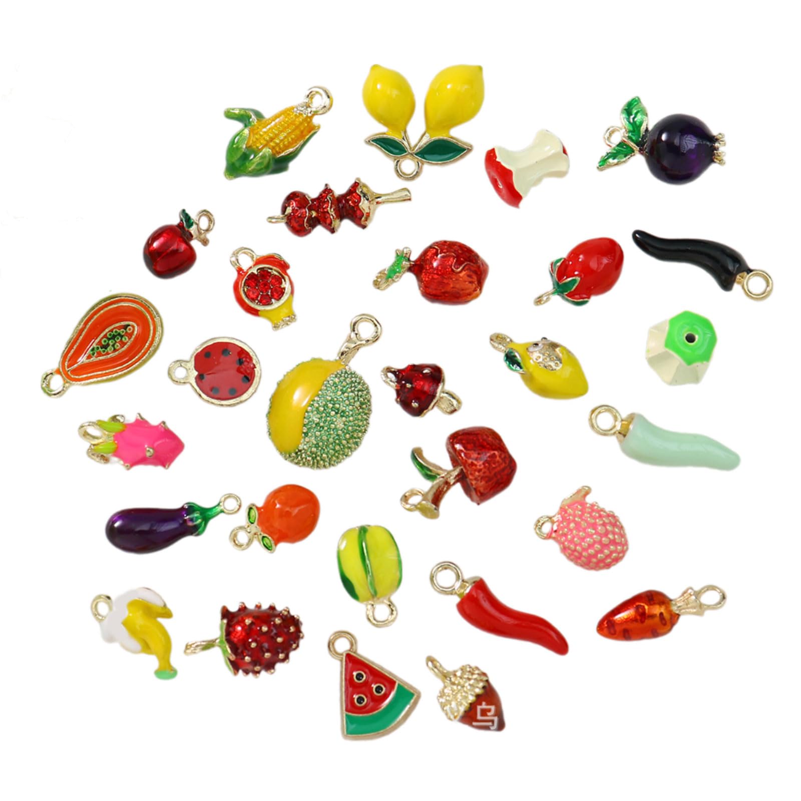 Xjdzineq Colorful Enameled Fruit Pendants Craft Supplies Sturdy Alloy Materials for Necklace Earrings Jewelry Findings Alloy Fruit Pendant Charm