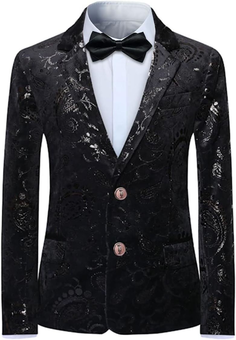 SWOTGdoby Boys Suit Formal Tuexdo Golden Jacquard Slim Fit 2 Pieces Suit Set Jacket Pants for Wedding Prom Party - Image 2