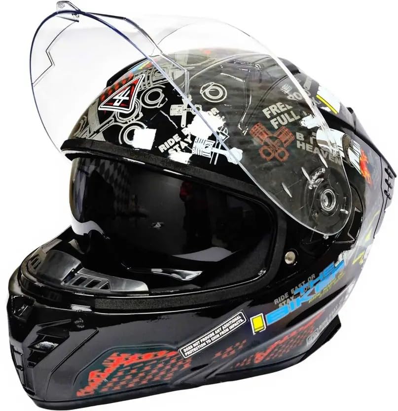 Image of Super B DX Full Face ISI Marked ABS with Unbreakable Dual Visor Motorbike Helmet (Multicolor)