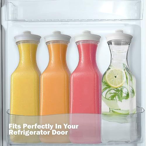 Miniatura 4 de DilaBee Jarra de agua de plástico con tapa, jarra cuadrada para bebidas, leche, batidos, té helado, suministros de barra de mimosa, sin BPA, no apta