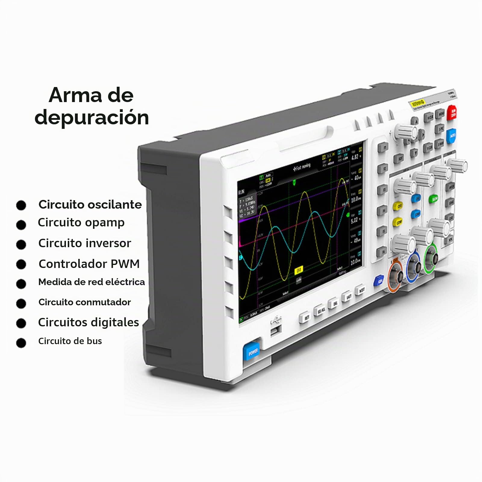 BuyWeek Osciloscopio Digital, 2 en 1 Generador de Señal de Entrada de Doble Canal 100MHz 1GSa/s Osciloscopio de Escritorio Con Interfaz USB