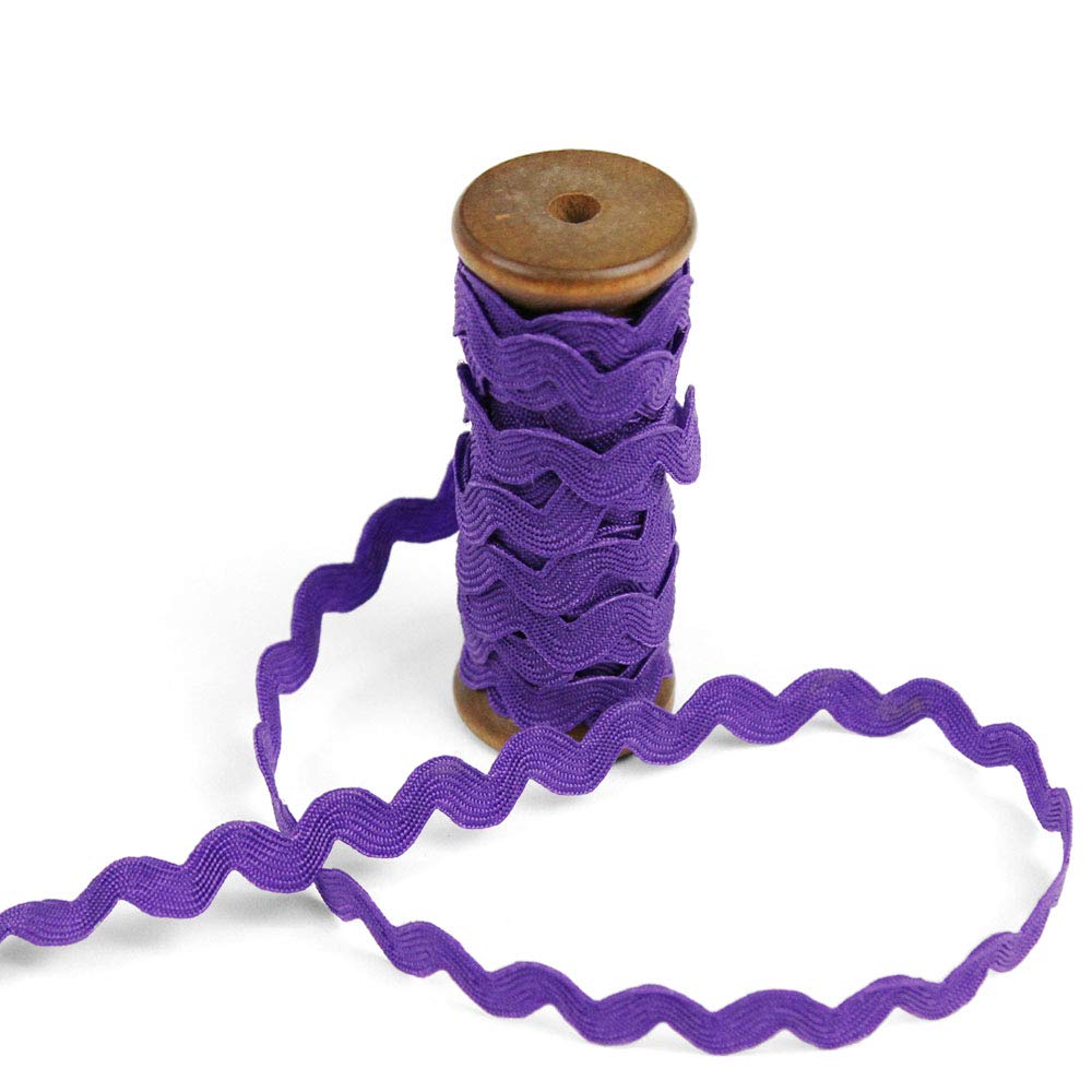 3 Yards of POLLY 8mm Rigid Ric-Rac Trim on a Wooden Spool, Royal Purple