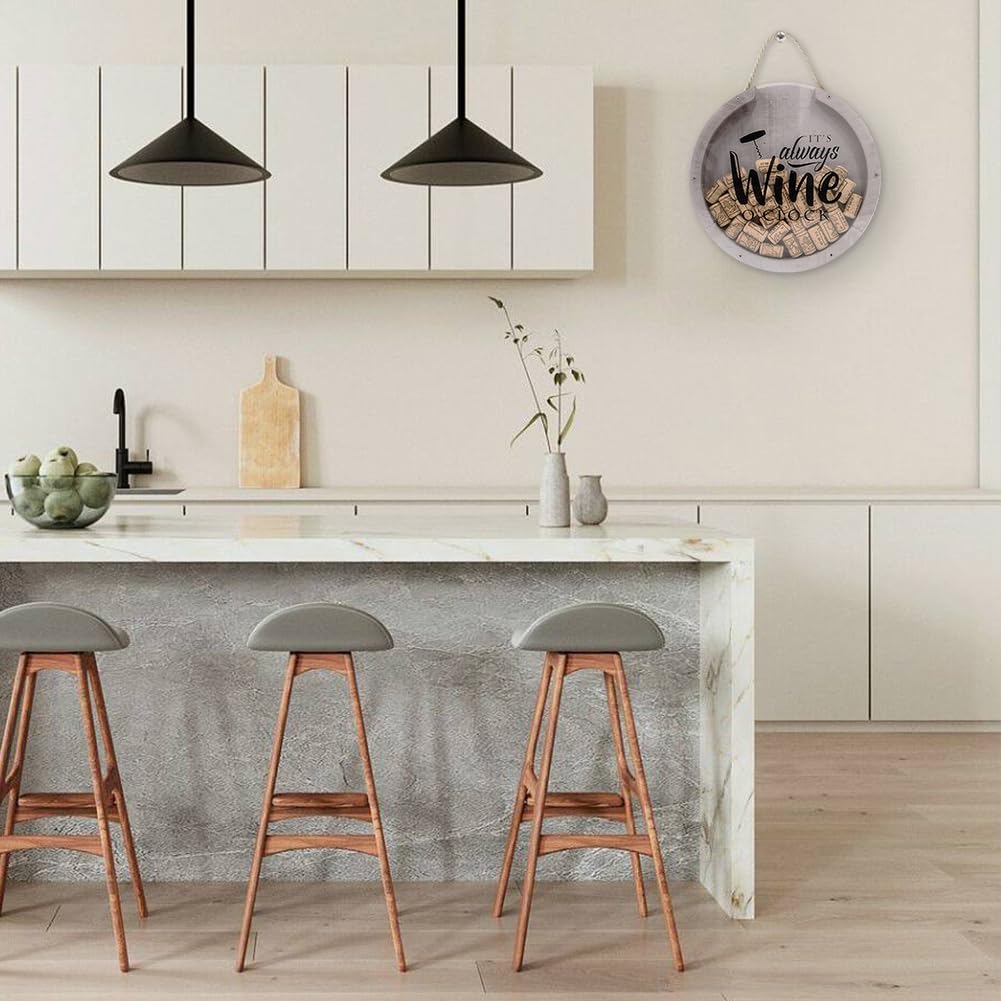 Porta tappi di sughero per vino, scatola per ombre, per gli amanti del vino, collezione di tappi in sughero, cornice in legno, decorazione per casa, cucina e bar (rotonda 2, 30 x 30 cm)