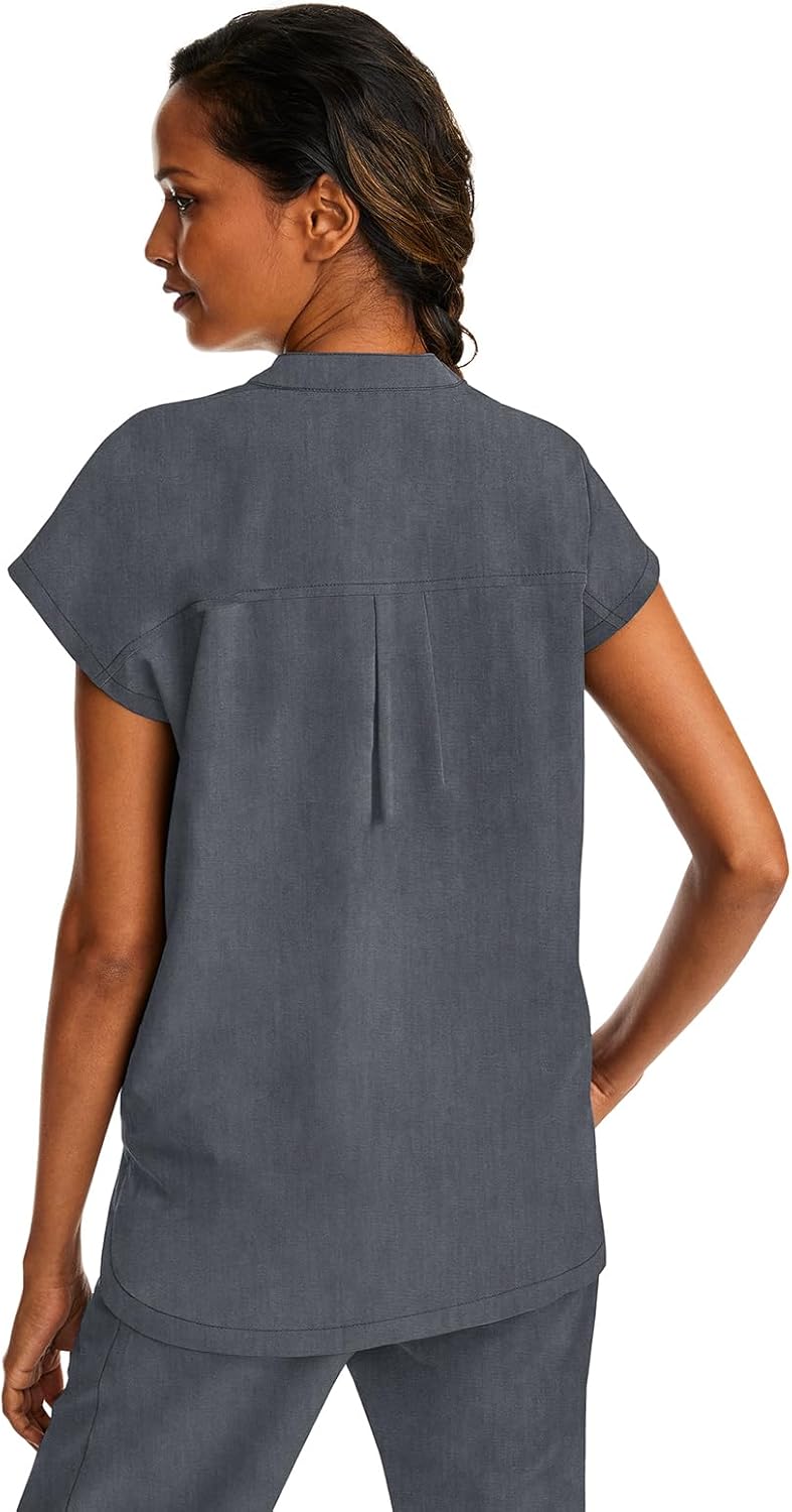 Healing Hands Women's Scrub Set Journey Top 2152 Toby Jogger Pant with Elastic Waistband 9244 Medical Scrub With 9 Pockets, Heather Grey- M Top/M Petite Pant