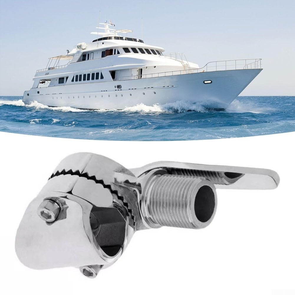 Zoegneer Marine VHF Antenna Mount 316 Acciaio Inox Regolabile Cricchetto Base Per 22-25mm Diametro Antenne Barca Yacht RV Staffa di Montaggio 270 ° 180 ° Angolo