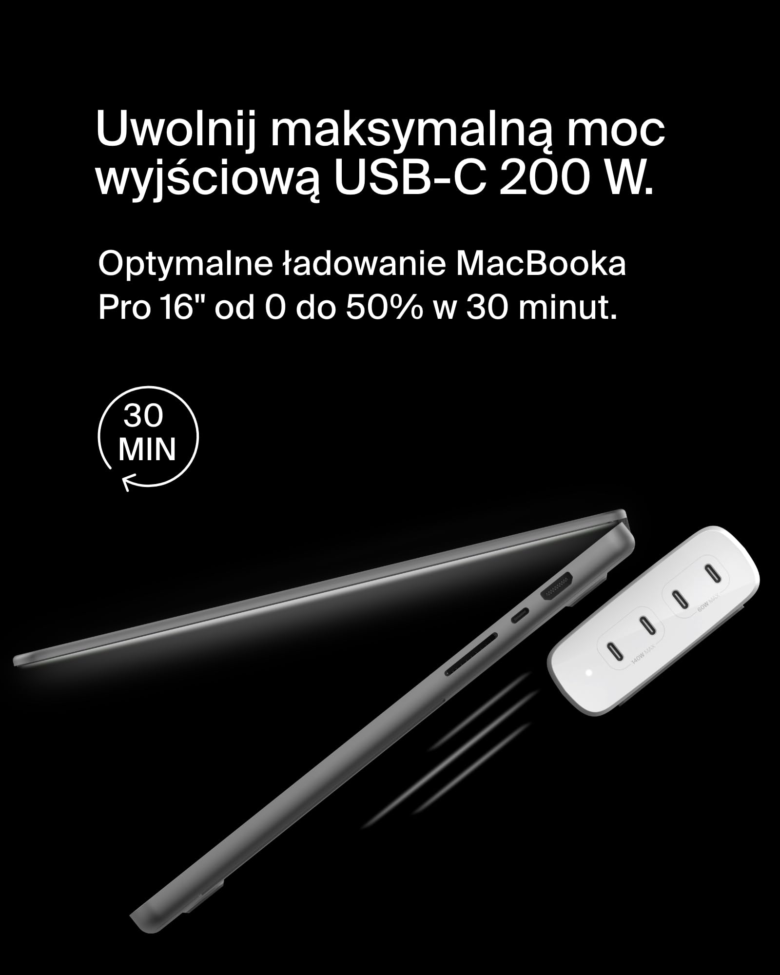 Belkin BoostCharge 4-portowa Ładowarka Sieciowa USB-C GaN 200 W z PD 3.1 Fast Charge + Kabel 1,5 m, Do MacBooka Pro, iPhone'a 16, 15, iPada Pro, Galaxy S24, Google Pixel