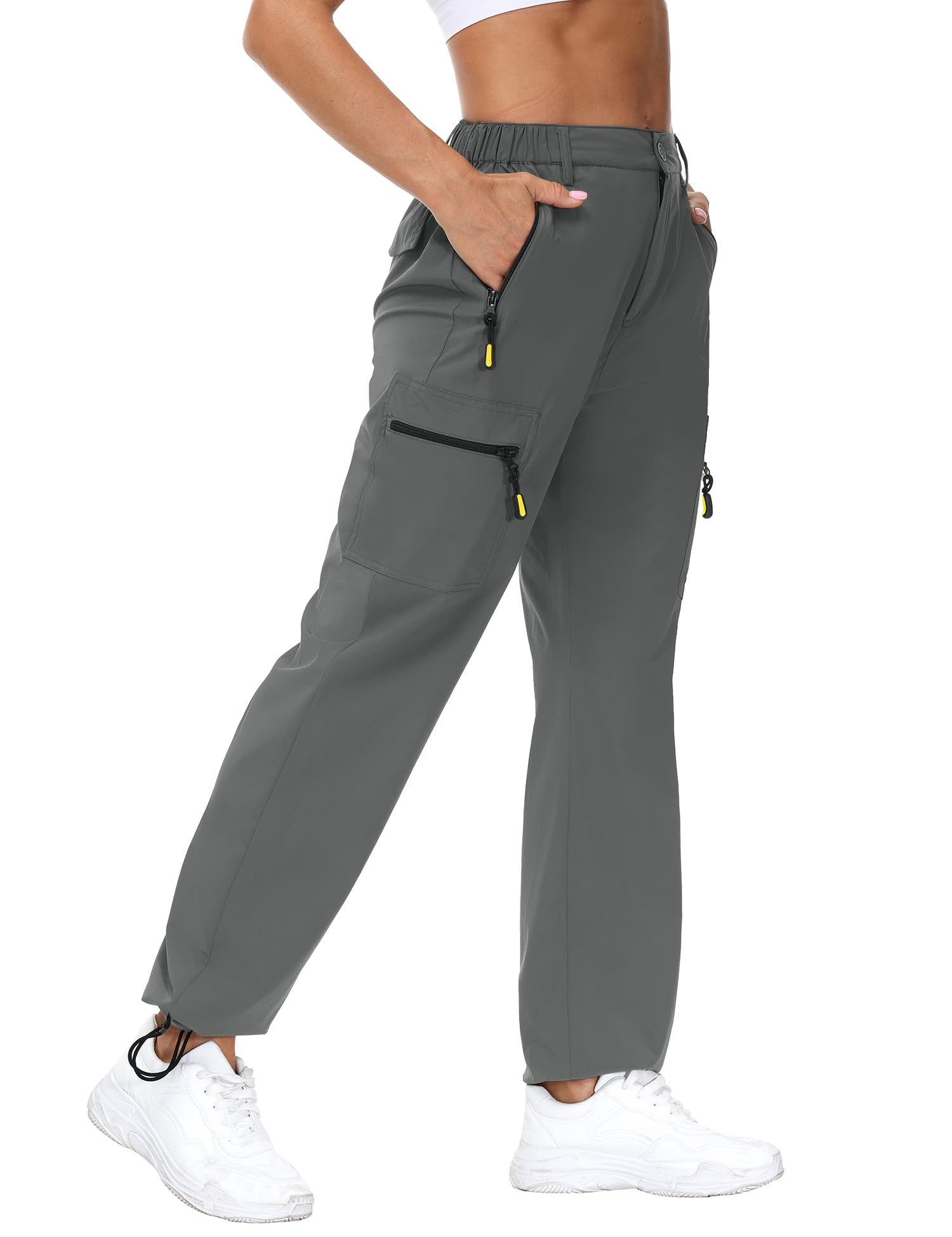 Rapbin Pantalones de senderismo para mujer, pantalones cargo 2025, ligeros, de verano, de secado rápido, transpirables, con bolsillos