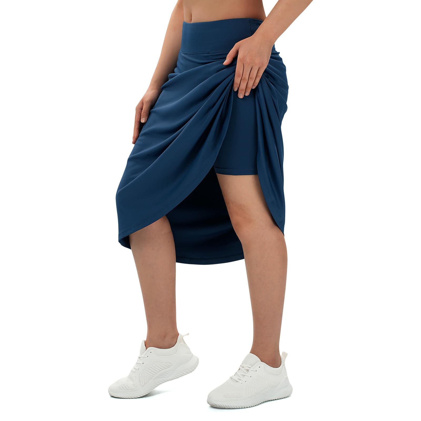 Turnhier Jupe-short longueur midi pour femme avec 2 poches, jupe longue modeste de 71,1 cm, longueur genou, jupe-short athlétique