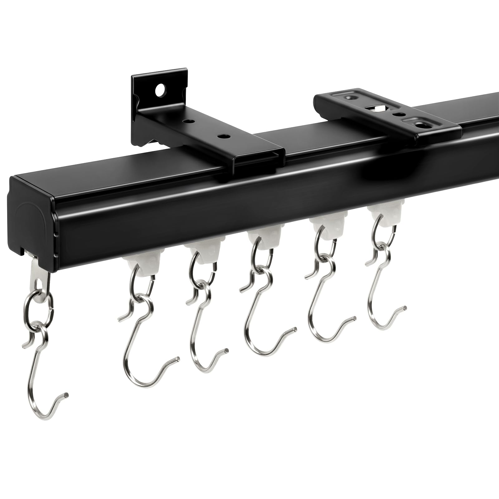 Aluminum Ceiling Curtain Track Black 15-18 ft Wall Mount Rail