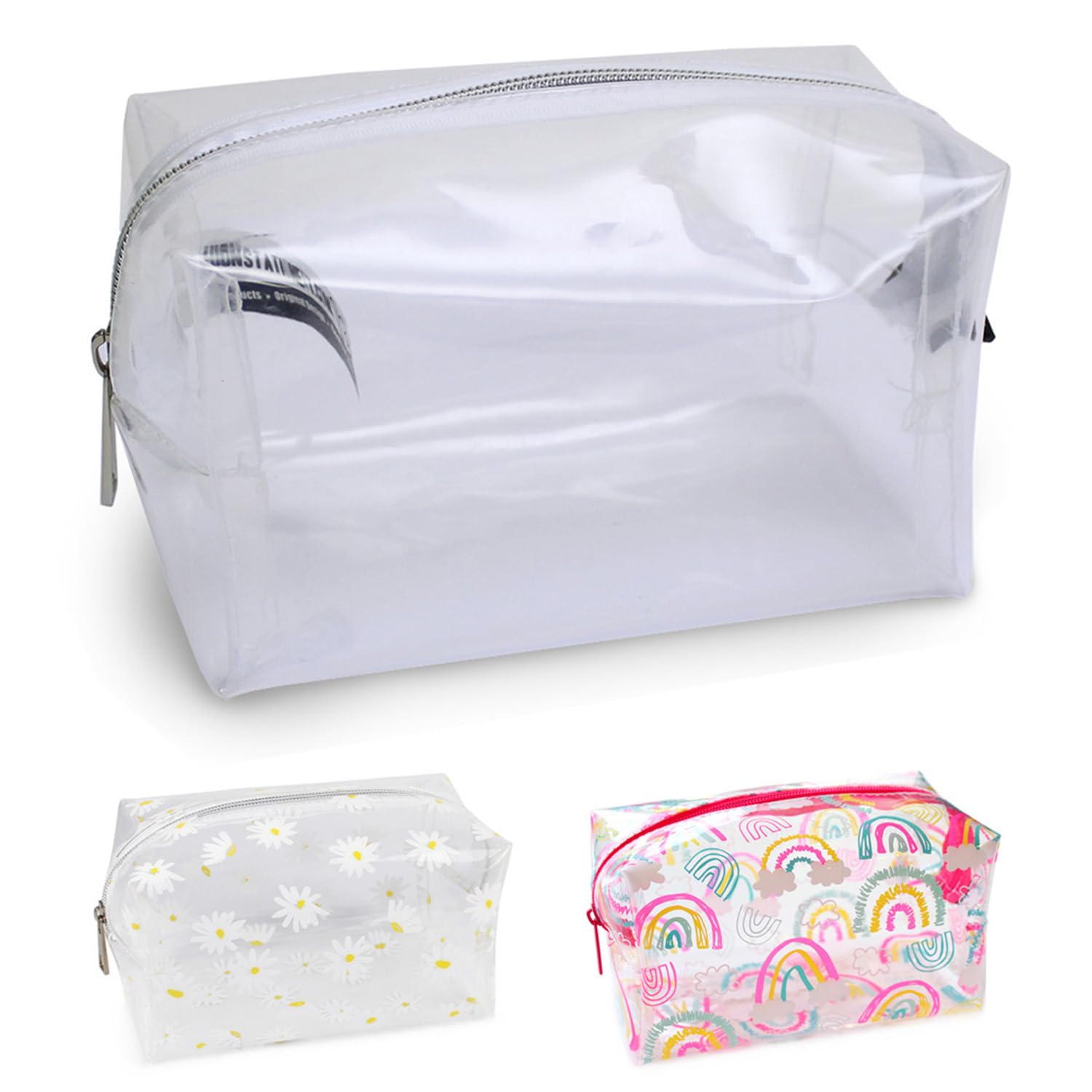 Fashionstationery.com Estuche Grande Transparente para lápices de Moda, para Examen, cosméticos, Viajes, artículos de tocador, Bolsas de Maquillaje, para Mujeres