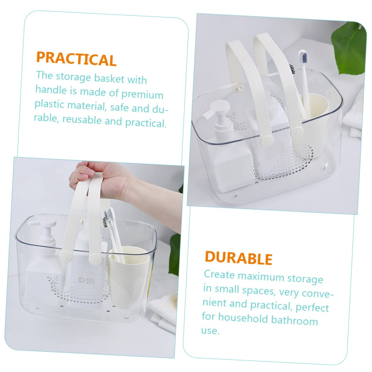 Cesta de Ducha de Plástico Blanco para Baño con Diseño Moderno y Práctico, Organizador Portátil para Jabón y Toallas en Uso Doméstico