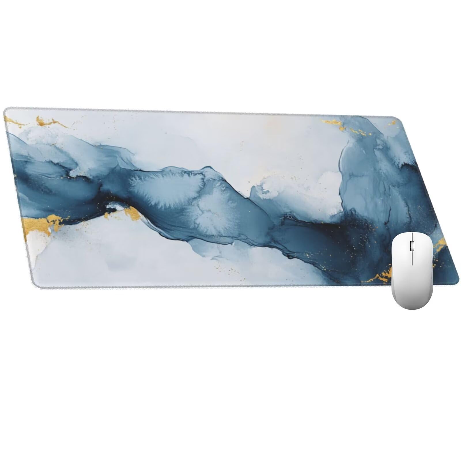 Alfombrilla Ratón Azul Alfombrilla Ratón XXL 1600 x 800 mm, Acuarela Mouse Pad Gaming con Bordes Cosidos, Impermeable Mousepad XXL Base de Goma Antideslizante Duradera, Mouse Pad para Oficina Q1144