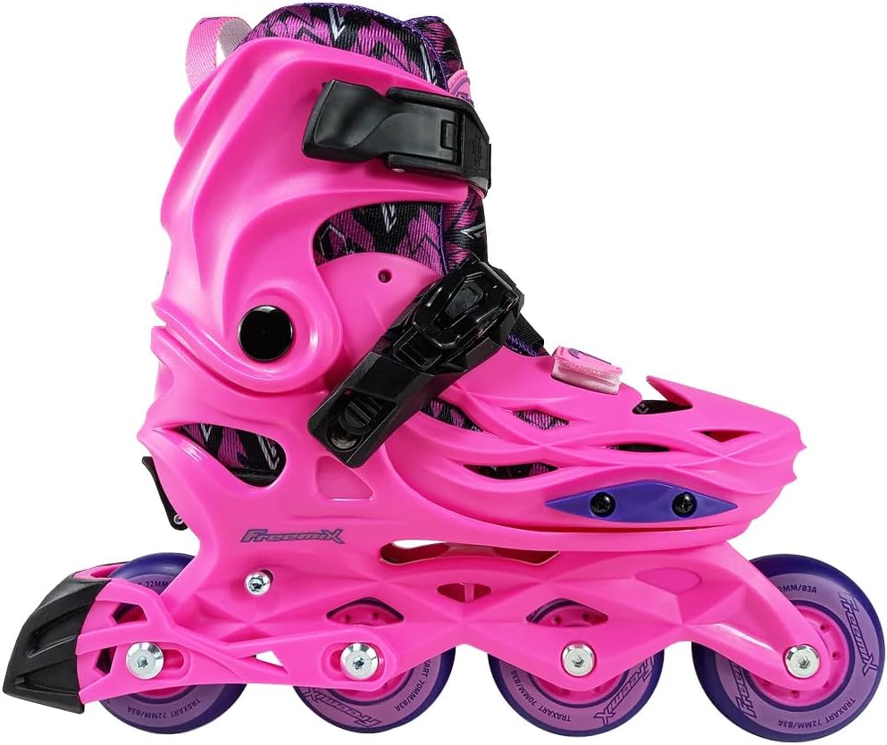 TRAXART Freemix Adjustable Inline Skates – Pink, 4-Size Adjustable Design, Speed Control Wheels for Girls