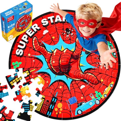 Spider Web Puzzles for Kids Ages 4-6, 70pcS Jumbo Floor Puzzle for Toddlers Ages 2-4, Preschool Toys Educational Puzzles for 3 4 5 6 7 8 Years Old...