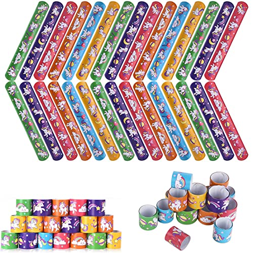 30 PCS Unicorn Slap Bracelets, Animals Unicorn Theme Toys Print Patterns Design Slap Bands for Kids Birthday Party Decorations Favors, Classroom Prizes Gifts