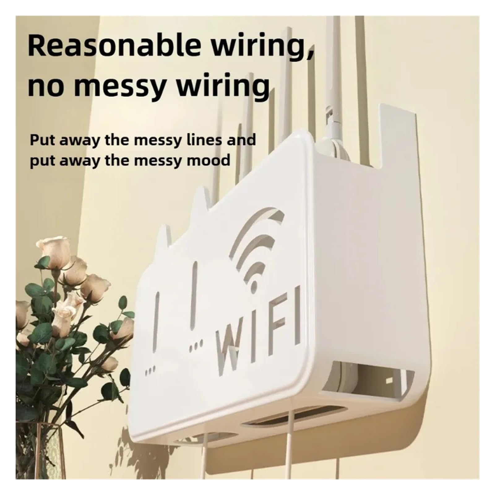 Router Schrank 1PC Wireless Router Aufbewahrungsbox Wandmontierter Punch-Free Kabel Organizer Wand WiFi Halterung Aufbewahrungsbox WiFi Router Aufbewahrungsbox(White)